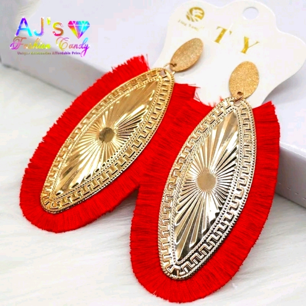 Large Boho Fringed Dangle Drop Earrings
